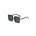Lunettes de soleil carrées oversize tendance avec monture noire et détails dorés - Bleu Mat