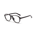 Montura de gafas redondas negras clásicas con lentes transparentes de estilo retro - Negro Brillante Lente Transparente