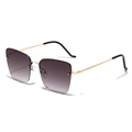 Square rimless sunglasses for women featuring purple gradient lenses and gold metal frames - Gradient Grey