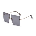 Gafas de sol cuadradas sin montura con lentes grises y patillas de metal dorado chic - Gris