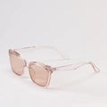Gafas de sol cuadradas vintage con montura rosa transparente y lentes marrones claros - Té claro