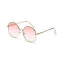 Occhiali da sole oversize poligonali con montatura in metallo dorato e lenti rosa - Montatura Oro Rosa Chiaro