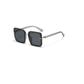 Oversized square sunglasses in translucent grey with gold metal accents and dark lenses - Smoke Gray