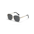 Rimless square gold metal sunglasses with diamond-studded bridge and dark grey lenses - Gold Frame Grey Lens
