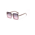 Fashionable large square sunglasses featuring pink purple gradient lenses and gold accents - Light Purple