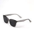 Gafas de sol cuadradas retro con montura gris humo y detalles de remaches de plata - Gris ahumado
