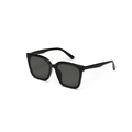 Classic square black sunglasses for men with dark grey lenses and rivet detail - Bright Black / Gray