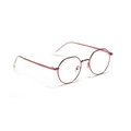 Retro small round metal sunglasses in vibrant red and gold frame with polygon design - Gunmetal Grey Clear Lens