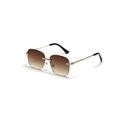 Frameless square sunglasses with brown gradient lenses and gold rhinestone metal frame - Light Tea