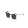 Oversized square sunglasses with transparent frame and dark grey lenses for women - Smoke Gray
