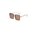 Stylish oversized square sunglasses with brown gradient lenses and gold metal bridge - Light Tea