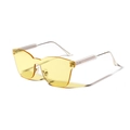 Modern oversized rimless sunglasses with yellow transparent lenses and silver temples - Yellow