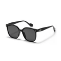 Occhiali da sole neri quadrati oversize classici con dettagli argentati stile retrò - Bright Black Gray (C1)
