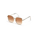 Oversized goudkleurige metalen zonnebril met bruine verloopglazen en geweven textuur - Gouden Frame Thee Lens