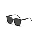 Classic black oversized square sunglasses with gold metal studs and grey lenses - Bright Black / Gray