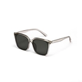 Square black frame sunglasses with rivets and transparent grey accents in vintage style - Grey Frame Grey Lens