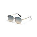 Rimless square sunglasses with blue-orange gradient lenses and gold diamond accents - Green Yellow Gradient