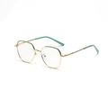 Retro square sunglasses with mint green gold metal frame and transparent lenses - Gold Clear