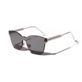 Frameless oversized sunglasses with one-piece grey lenses and gold rivet accents - Light Gray