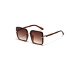 Lunettes de soleil carrées oversize avec monture thé translucide et verres dégradés - Brun Foncé