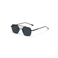 Lunettes de soleil rétro en métal avec double pont et verres gris foncé style Y2K - Monture Noire Verres Gris