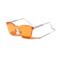 Frameless oversized sunglasses with orange translucent lenses and silver metal temples - Orange