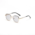 Retro-Sonnenbrille mit eckigem Goldmetallrahmen und schwarzen Bügelenden für Damen - Goldener Rahmen Hellgrau Gläser
