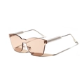 Oversized rimless sunglasses with gradient amber brown lenses and slim metal frames - Light Coffee