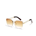 Gafas de sol cat-eye sin montura con lentes degradados y puente de metal dorado tejido - Marco Dorado Té Degradado