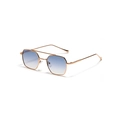 Lunettes de soleil hexagonales dorées avec verres dégradés bleus et double pont moderne - Bleu et Jaune (Haut Bleu Bas Jaune)