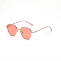 Vintage-Sonnenbrille mit kleinem Goldrahmen und lichtdurchlässigen rosa Gläsern - Goldener Rahmen Rosa Linse