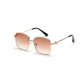 Fashionable oversized gold metal square sunglasses with gradient brown lenses for women - Gradient Tea