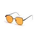 Minimalist black metal cat eye sunglasses featuring vibrant orange transparent lenses - Gold Frame Orange Yellow Lens