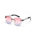 Gafas de sol cat eye sin montura con lentes degradadas rosa púrpura y montura negra - Montura Negra Rosa Degradado