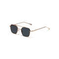 Lunettes de soleil vintage dorées avec verres hexagonaux foncés et double pont chic - Monture Dorée Verres Gris