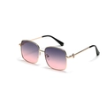 Fashionable large gold metal frame sunglasses with purple gradient lenses for women - Grey Pink