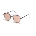 Cat eye sunglasses with black metal frame and light pink lenses in a polygon design - Black Frame Light Tea Lens