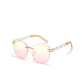 Gafas de sol ojo de gato sin montura con lentes degradadas amarillo-rosa y metal dorado - Marco Dorado Lentes Amarillo Rosa
