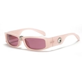 Gafas de sol Y2K rectangulares rosas con montura transparente y detalles de anillo plata - Rosa Gelatina