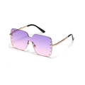 Oversized rimless square sunglasses with gradient purple lenses and gold rivet accents - Purple