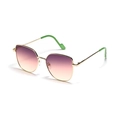 Cat eye sunglasses with golden metal frame and purple-to-orange gradient lenses - Purple Pink
