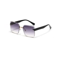 Frameless square sunglasses with purple gradient lenses and gold metal details - Double Grey Lenses