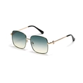 Fashionable oversized metal sunglasses with green gradient lenses and gold frames - Gold Green Frame