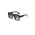 Occhiali da sole quadrati oversize neri con lenti sfumate viola alla moda - Nero Lucido/Lenti Grigie
