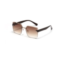 Rimless square sunglasses with brown gradient lenses and gold metal bridge accents - Gradient Tea