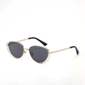 Occhiali da sole cat eye punk in metallo con doppia montatura e lenti grigie - Montatura Oro Lente Grigia