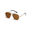 Classic gold metal aviator sunglasses with brown lenses and double bridge design - Dark Brown