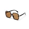 Gafas de sol retro cuadradas negras con lentes tintadas y detalles de metal dorado - Negro Brillante / Lentes de Té