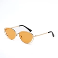 Occhiali da sole punk retro cat eye con doppia montatura e lenti tonde arancioni - Montatura Oro Lenti Arancioni