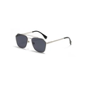 Silver metal aviator sunglasses with octagonal frames and dark gray lenses for men - Silver Frame Grey Lens